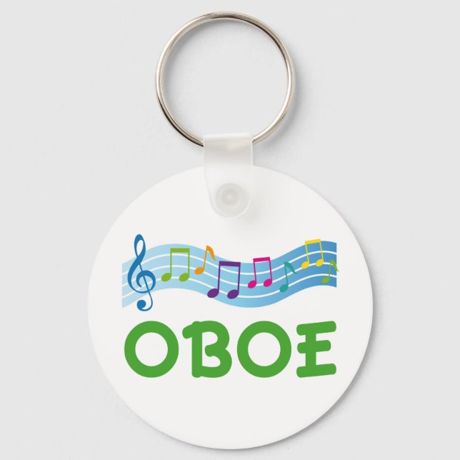 Bright Music Staff Oboe Gift Key Ring (Front)