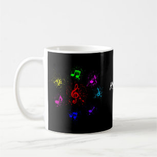 Bright musical notes with splashes of paint coffee mug