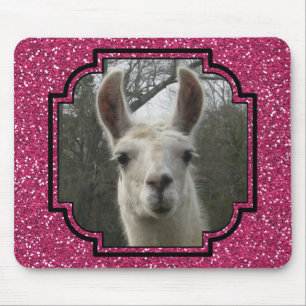 Bright N Sparkling Llama in Hot Pink Mouse Pad