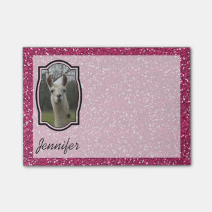 Bright N Sparkling Llama in Hot Pink Post-it Notes