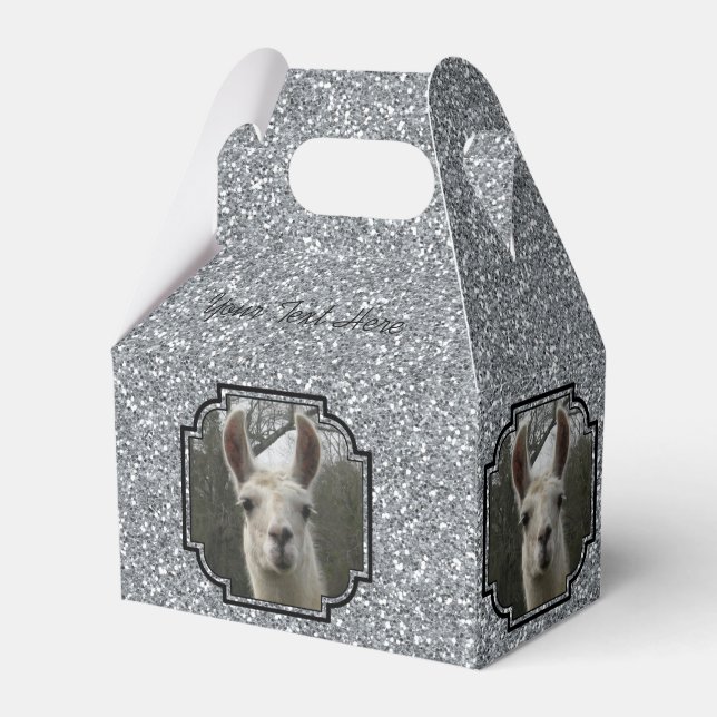 Bright N Sparkling Llama in Silver Favour Box (Front Side)