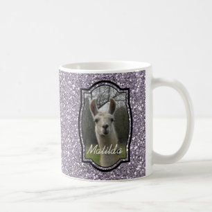 Bright N Sparkling Llama in Smokey Lavender Coffee Mug