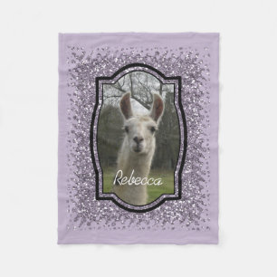 Bright N Sparkling Llama in Smokey Lavender Fleece Blanket