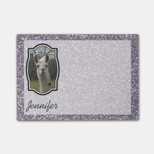 Bright N Sparkling Llama in Smokey Lavender Post-it Notes