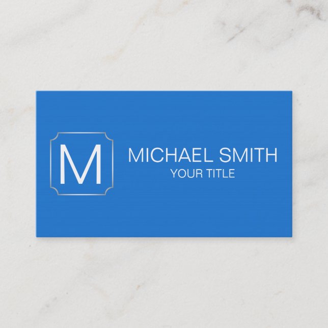 Bright navy blue colour background business card (Front)