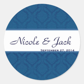 BRIGHT NAVY BLUE Diamond Damask Wedding Sticker
