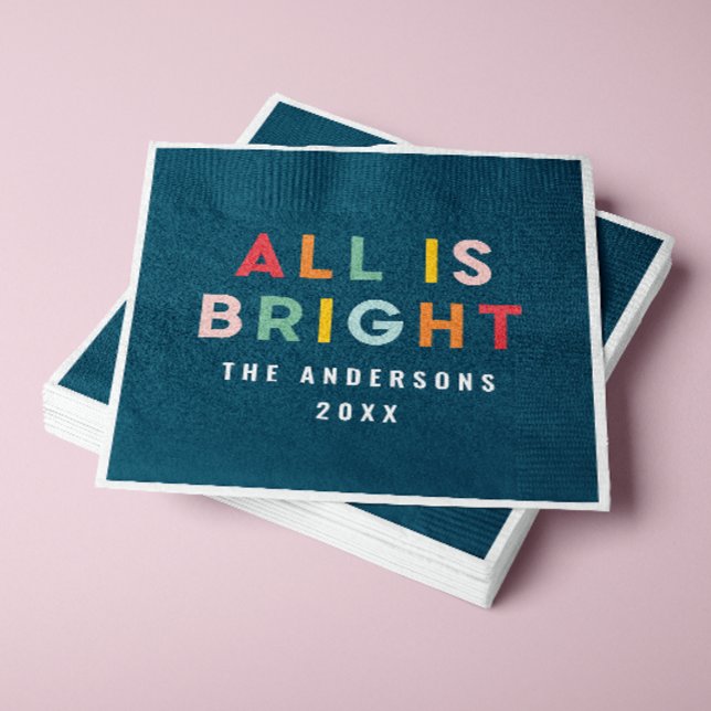 Bright navy blue modern Christmas family decor Napkin (Creator Uploaded)