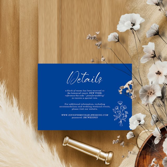 Bright Navy Bouquet Boho Botanicals Details Enclosure Card (Creator Uploaded)