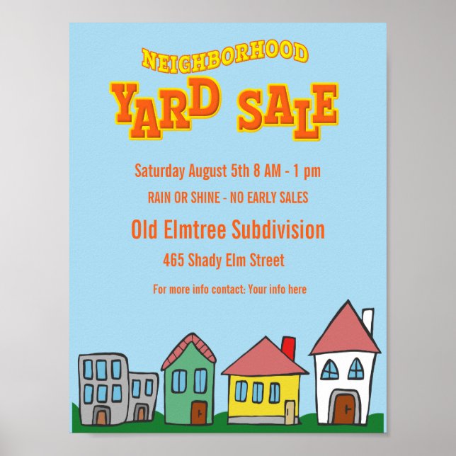 Bright Neighbourhood Yard Sale Flyer Downloadable Poster (Front)