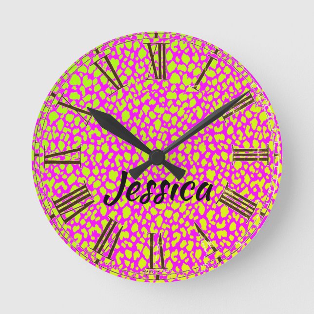 Bright Neon 80's Retro  Round Clock (Front)