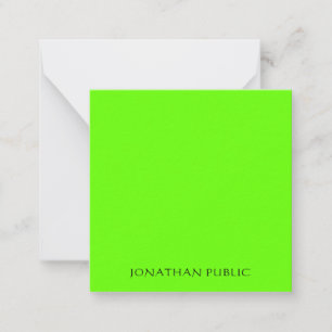 Bright Neon Brilliant Green Colour Calligraphed Card