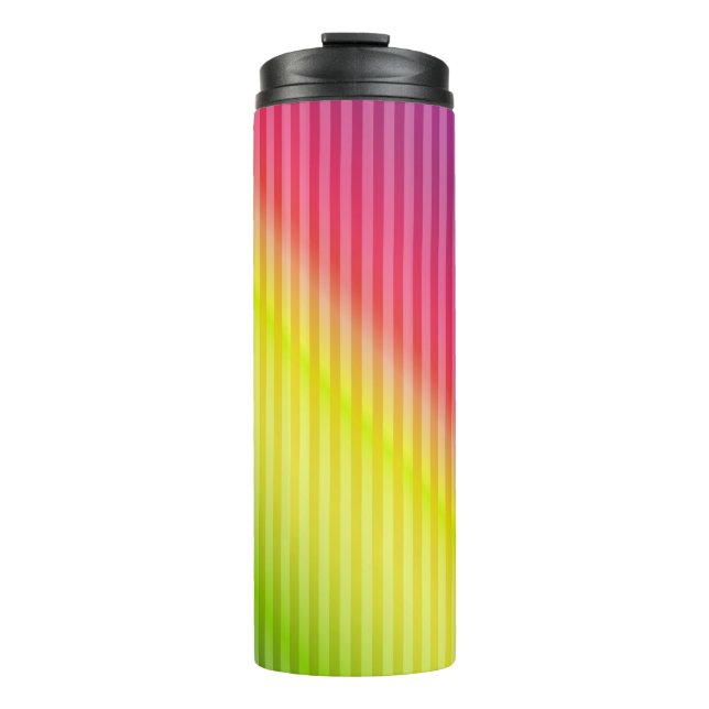 Bright neon fluorescent gradient rainbow ombre col thermal tumbler (Front)