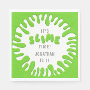 Bright neon green slime party napkin