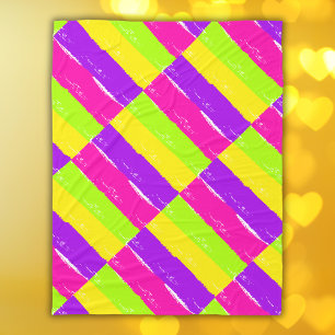 Bright Neon Paint Brush Strokes    Fleece Blanket