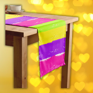 Bright Neon Paint Brush Strokes    Short Table Runner