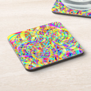 Bright Neon Patterns Print Coaster