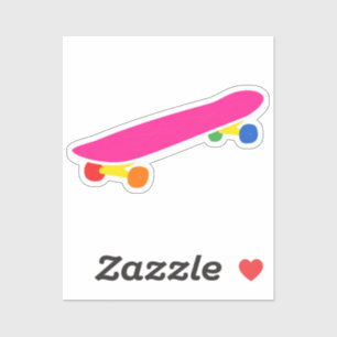 Bright Neon Pink Skateboard Colourful Wheels Lapto