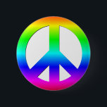 Bright Neon Rainbow CND Peace Symbol on White 6 Cm Round Badge<br><div class="desc">Bright Neon Rainbow CND Peace Symbol on White</div>