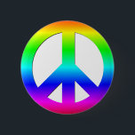 Bright Neon Rainbow CND Peace Symbol on White 6 Cm Round Badge<br><div class="desc">Bright Neon Rainbow CND Peace Symbol on White</div>