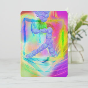 Bright neon rainbow Hanukkah dreidel bubbles Holiday Card