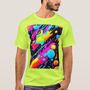 Bright Neon Splashes in Abstract Artwork T-Shirt