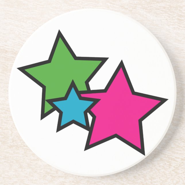 Bright Neon Star Trio  Coaster (Front)