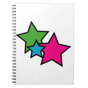 Bright Neon Star Trio Spiral Notebook
