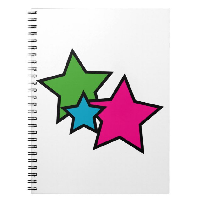 Bright Neon Star Trio Spiral Notebook (Front)