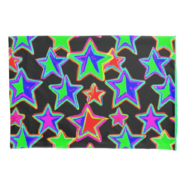 Bright Neon Starlight Pattern Pillowcase (Front)