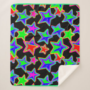 Bright Neon Starlight Pattern Sherpa Blanket