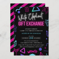 Bright Neon White Elephant Gift Exchange Party