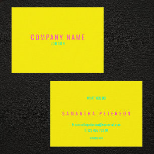 Bright neon yellow and pink business card