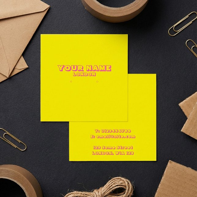 Bright neon yellow and pink earring holder card (Bright neon yellow and pink earring holder card.)