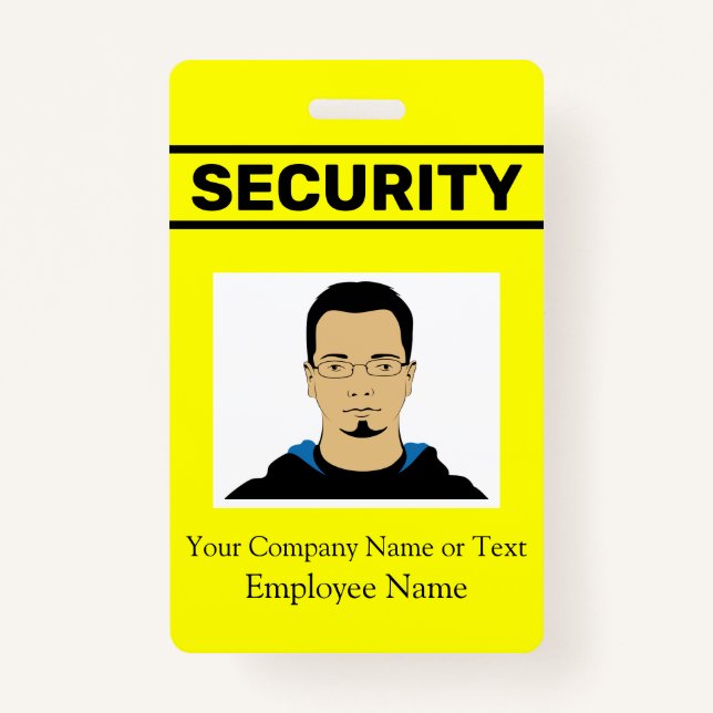 Bright Neon Yellow Custom Photo Security Guard ID ID Badge (Front)