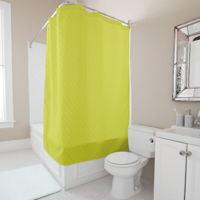 Bright neon yellow green textured  shower curtain (In Situ)