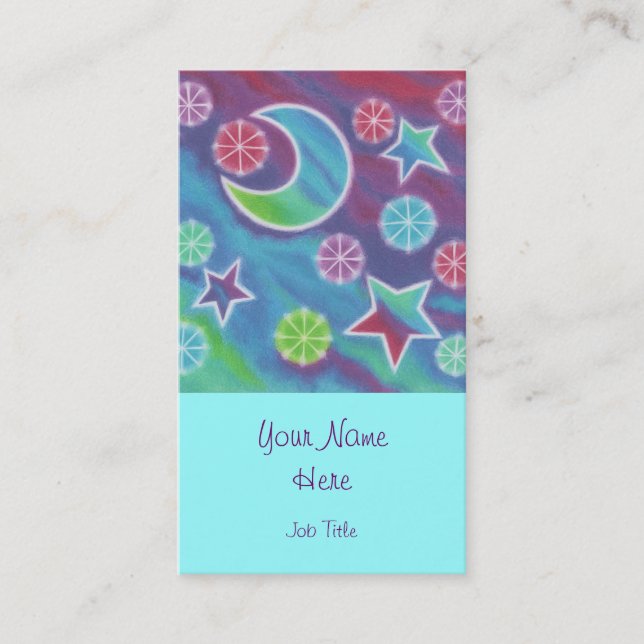 Bright Night business card template blue portrait (Front)