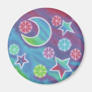 Bright Night fridge magnet round