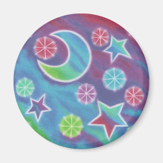 Bright Night fridge magnet round