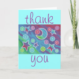 Bright Night 'thank you' blue greetings card