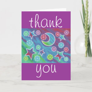 Bright Night 'thank you' purple greetings card