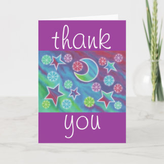 Bright Night 'thank you' purple greetings card