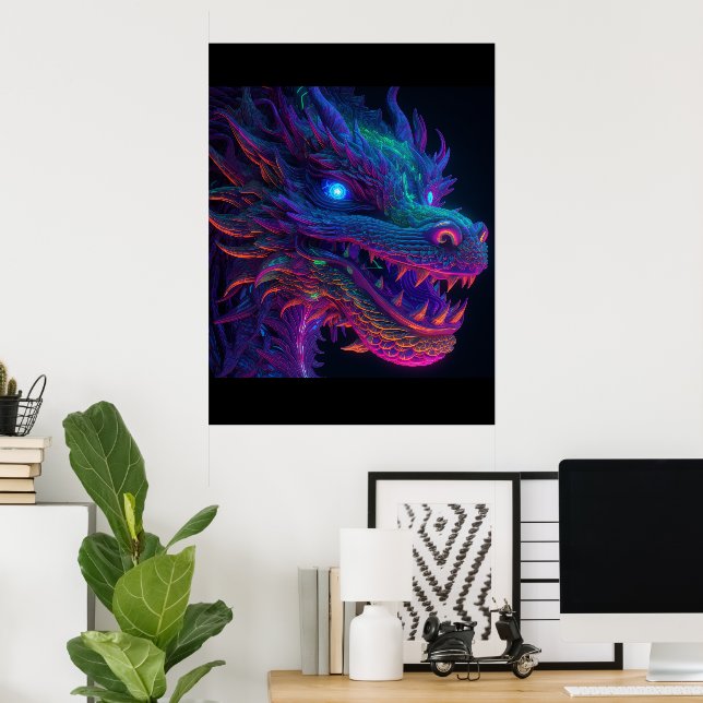 Bright (NOT NEON) Dragon Print Poster Artwork (Home Office)