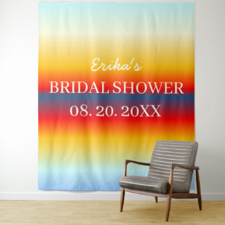 Bright Ombre Bridal Shower Backdrop Tapestry