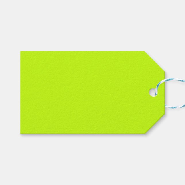 Bright or Neon Yellow Green Gift tag (Front (Horizontal))