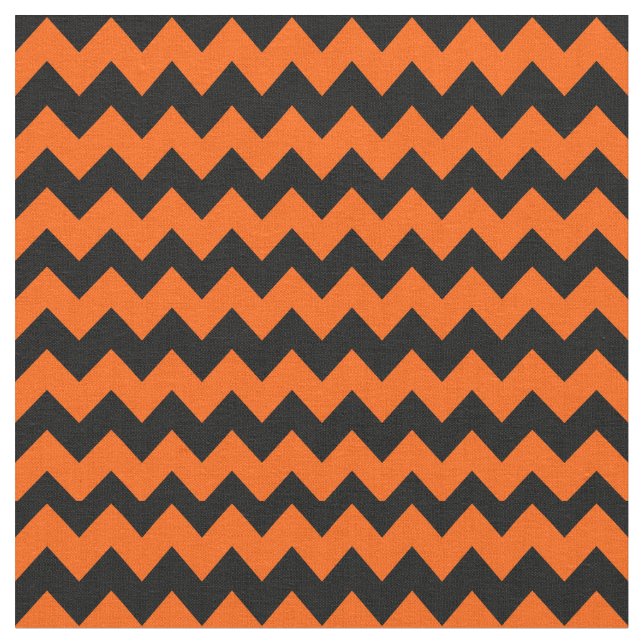 Bright Orange and Black Chevron Pattern Fabric (Close Up)