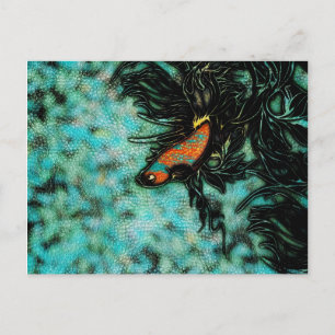 Bright Orange and Blue Beta Fish Postcard