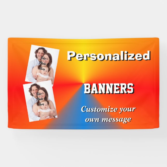 Bright orange and blue photo template banner (Horizontal)