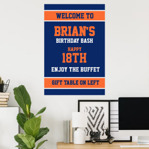 Bright Orange and Dark Blue Poster