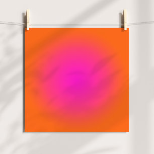 Bright Orange and Hot Magenta Pink Aura Ombre Poster