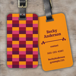 Bright Orange and Purple Combination Luggage Tag